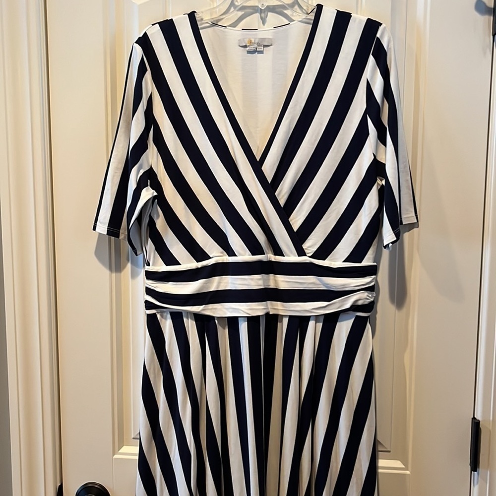 Boden navy white striped short sleeve maxi dress 14L nautical preppy coastal - Picture 14 of 14